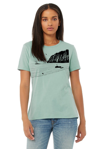 Whale Sighting T-Shirt - Women's Dusty Blue