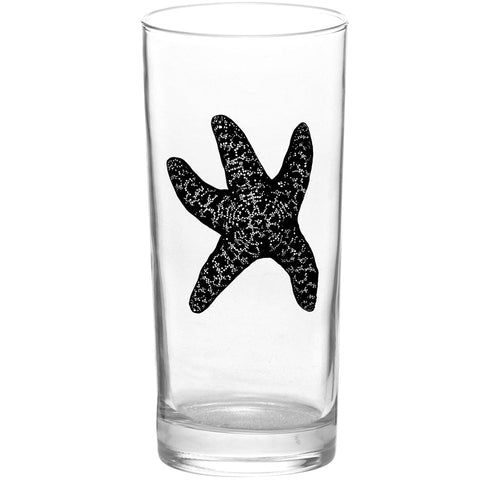 Sea stars Arms Up Starfish Color & Black Tall Collins Glass