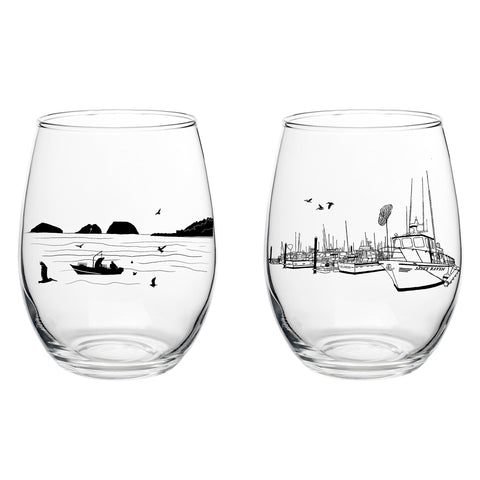 On The Boat Stemless Wine Glass Boxed Set