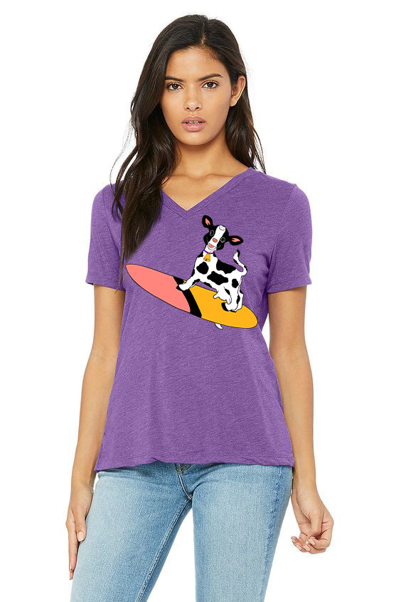 Cowabella *Limited Edition* T-Shirt - Women's V Neck Purple Tri-Blend