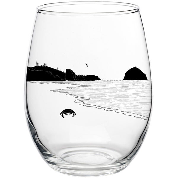 Crabby Beach Stemless Wine Glass