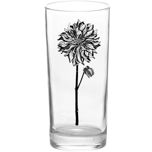 Flowers Dahlia Flower Color & Black Tall Collins Glass