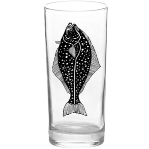 Fish Halibut Black Tall Collins Glass