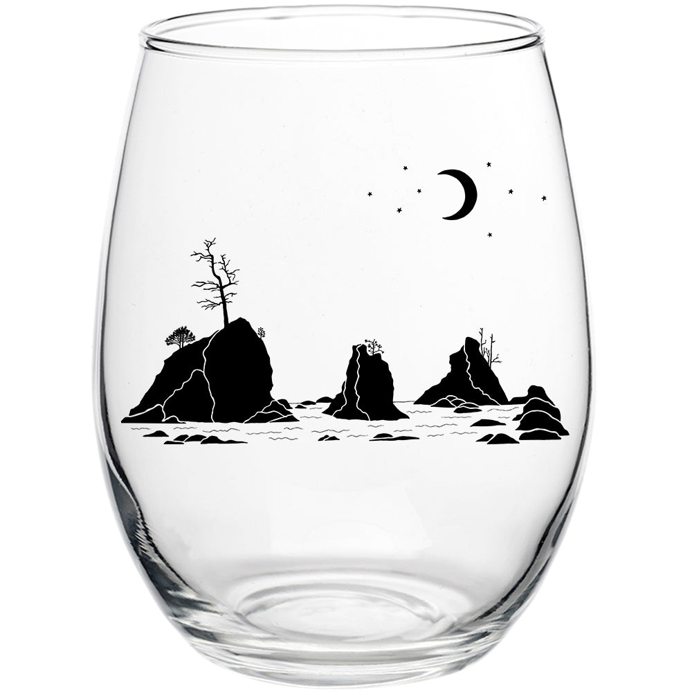 Moon Over Three Graces Stemless Wine Glass