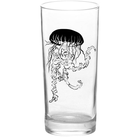Jellyfish Vogue Color and Black Tall Collins Glass