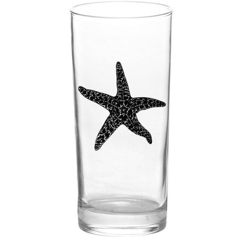 Sea Star Leaping Starfish Black Tall Collins Glass