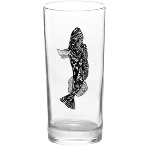 Fish Ling Cod Black Tall Collins Glass