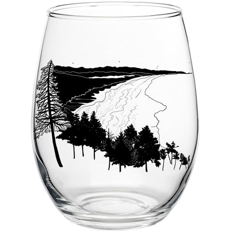 Man In The Sea Stemless Wine Glass