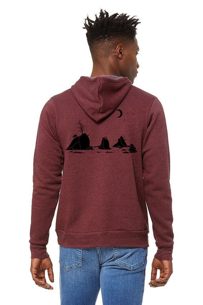 Moon Over Three Graces Ultra Soft Pull Over Hoodie - Unisex Heather Maroon
