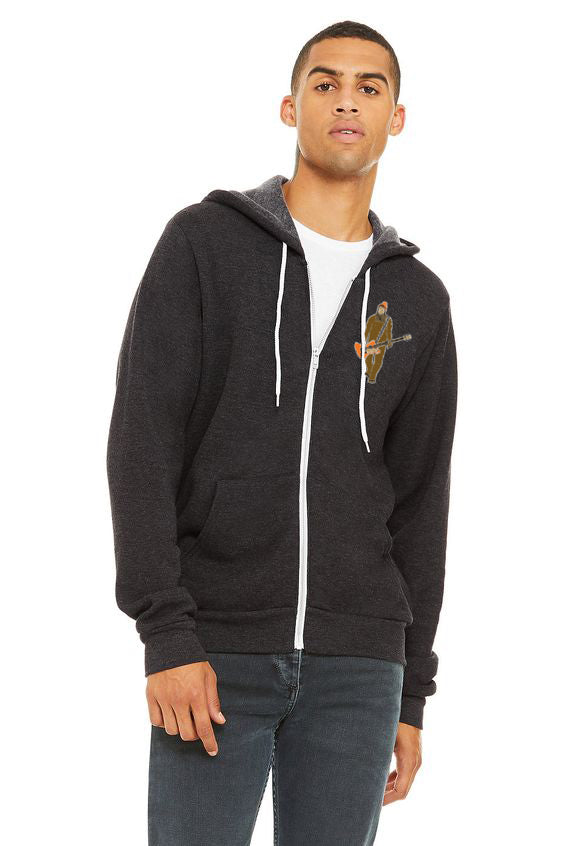 Mr Big On Bass Ultra Soft Zip Up Hoodie - Unisex Dark Grey Heather