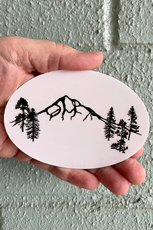Mountain Forest Oval Vinyl Sticker
