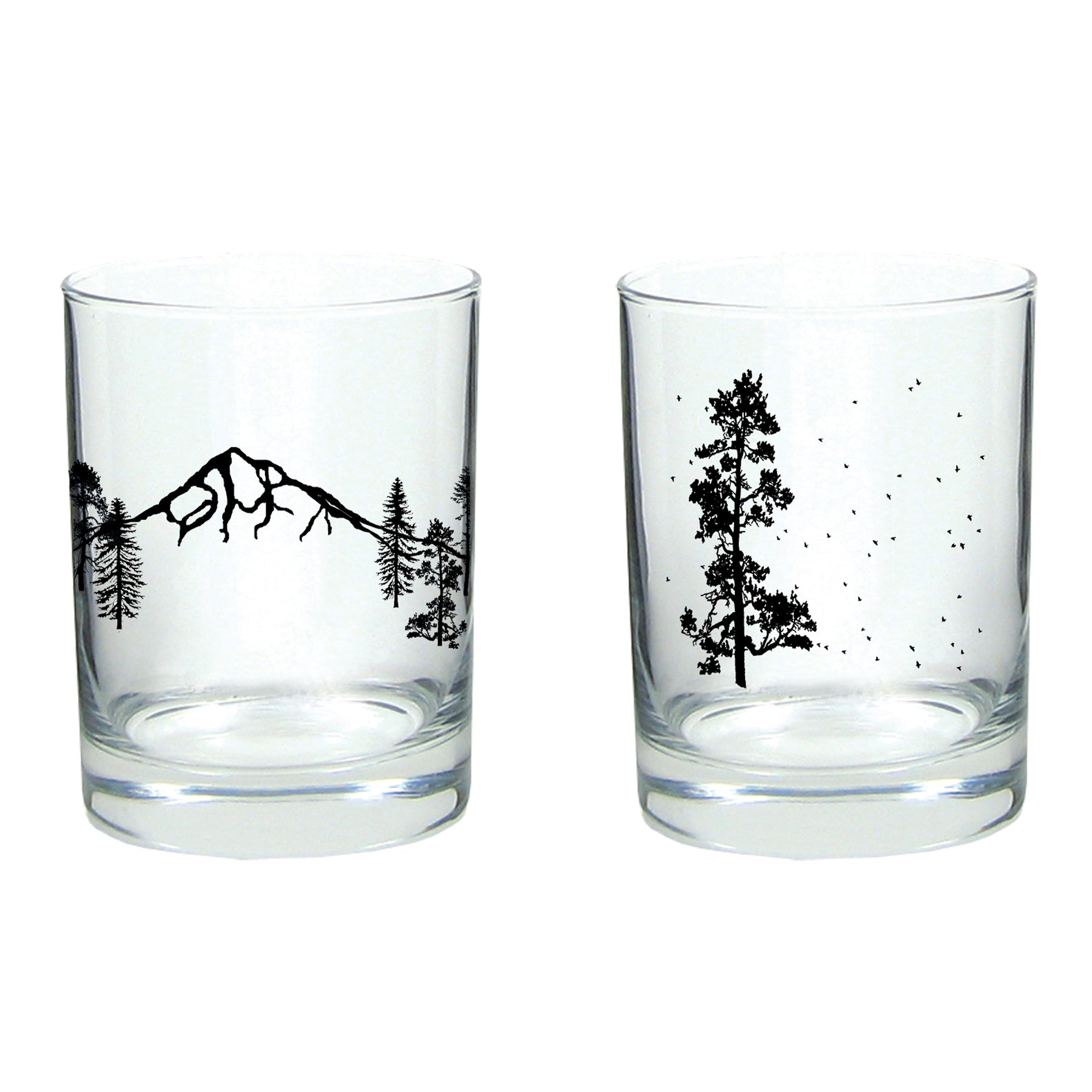 Mountain Forest w/ Pine Tree Rocks Glassware Boxed Sets