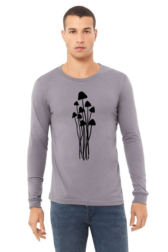 Mushroom Caps T-Shirt - Long Sleeve Unisex Storm