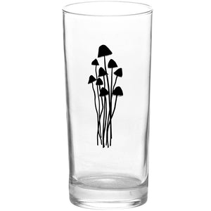 Mushrooms Mushroom Caps Black Tall Collins Glass