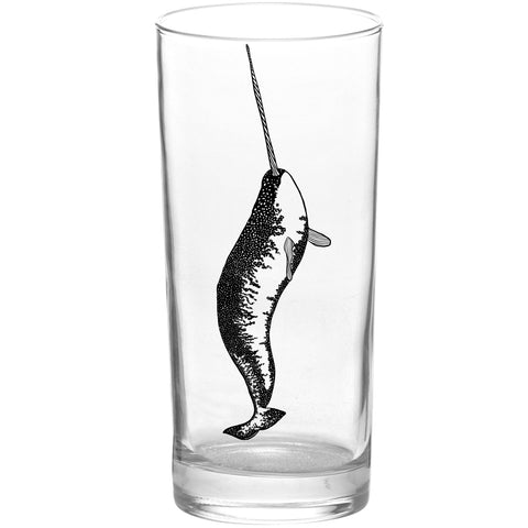 Whales Narwhal Narwhale Whale Black Tall Collins Glass