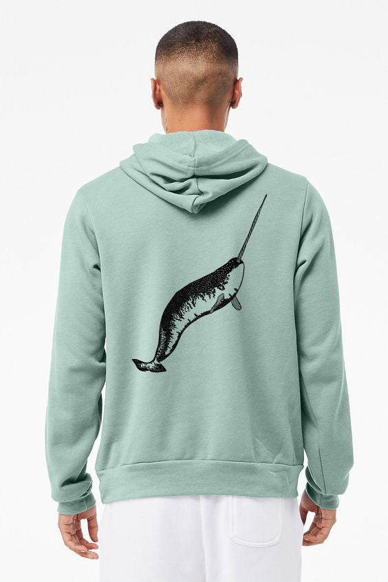 Narwhal Whale Ultra Soft Pull Over Sponge Fleece Hoodie