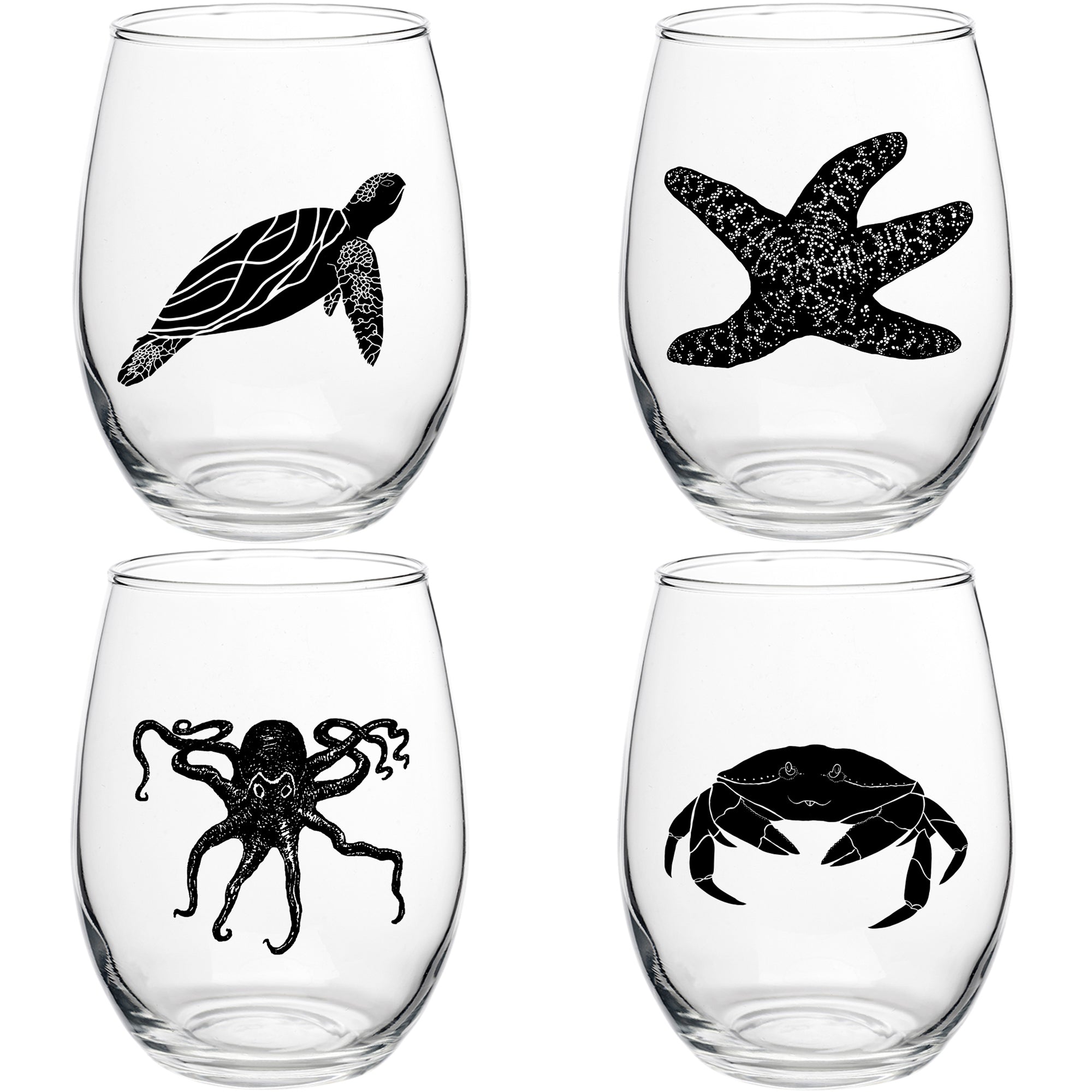 Acrylic Beach Life Wine Glasses 