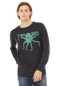 Octopus Kraken T-Shirt - Long Sleeve Unisex Dark Grey