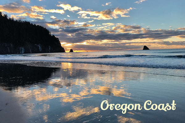 Oregon Coast Sunset Reflection Postcard