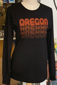 Oregon Fade T-Shirt - Long Sleeve Unisex Black