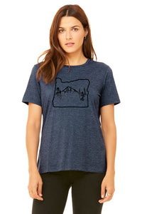 Oregon Map Mt Hood "Limited Edition" T-Shirt - Women's Heather Navy