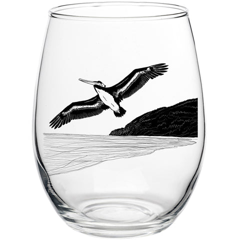 Pelicanza Beach Stemless Wine Glass
