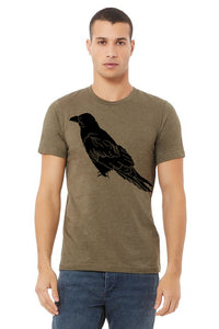 Perched Raven T-Shirt - Unisex Heather Olive