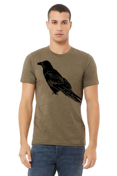 Perched Raven T-Shirt - Unisex Heather Olive