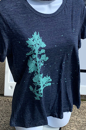 Pine Tree Flock T-Shirt - Women's Navy Slub