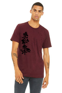 Pine Tree Flock T-Shirt - Unisex Maroon 100% cotton
