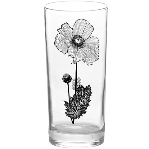 Flowers Poppy Flower Black Tall Collins Glass