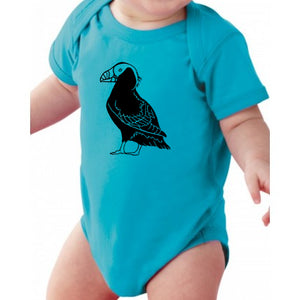 Tufted Puffin Turquoise Infant Baby One Piece