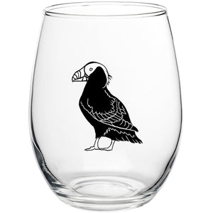 Tufted Puffin Stemless Wine Glass