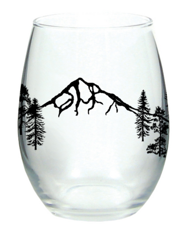 Mountain Forest Stemless Wine Glass