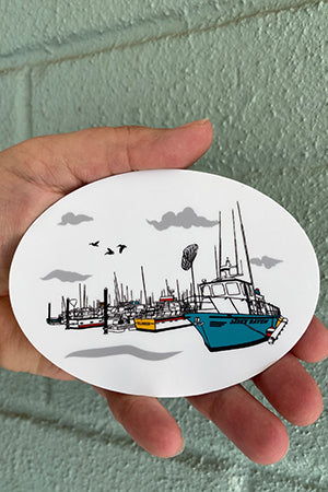 Salty Port Oval Vinyl Stickers