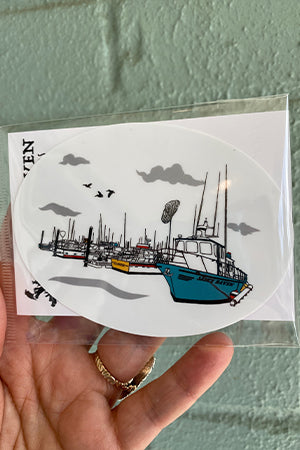 Salty Port Oval Vinyl Stickers
