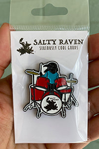 Salty Raven Drums Enamel Lapel Pin