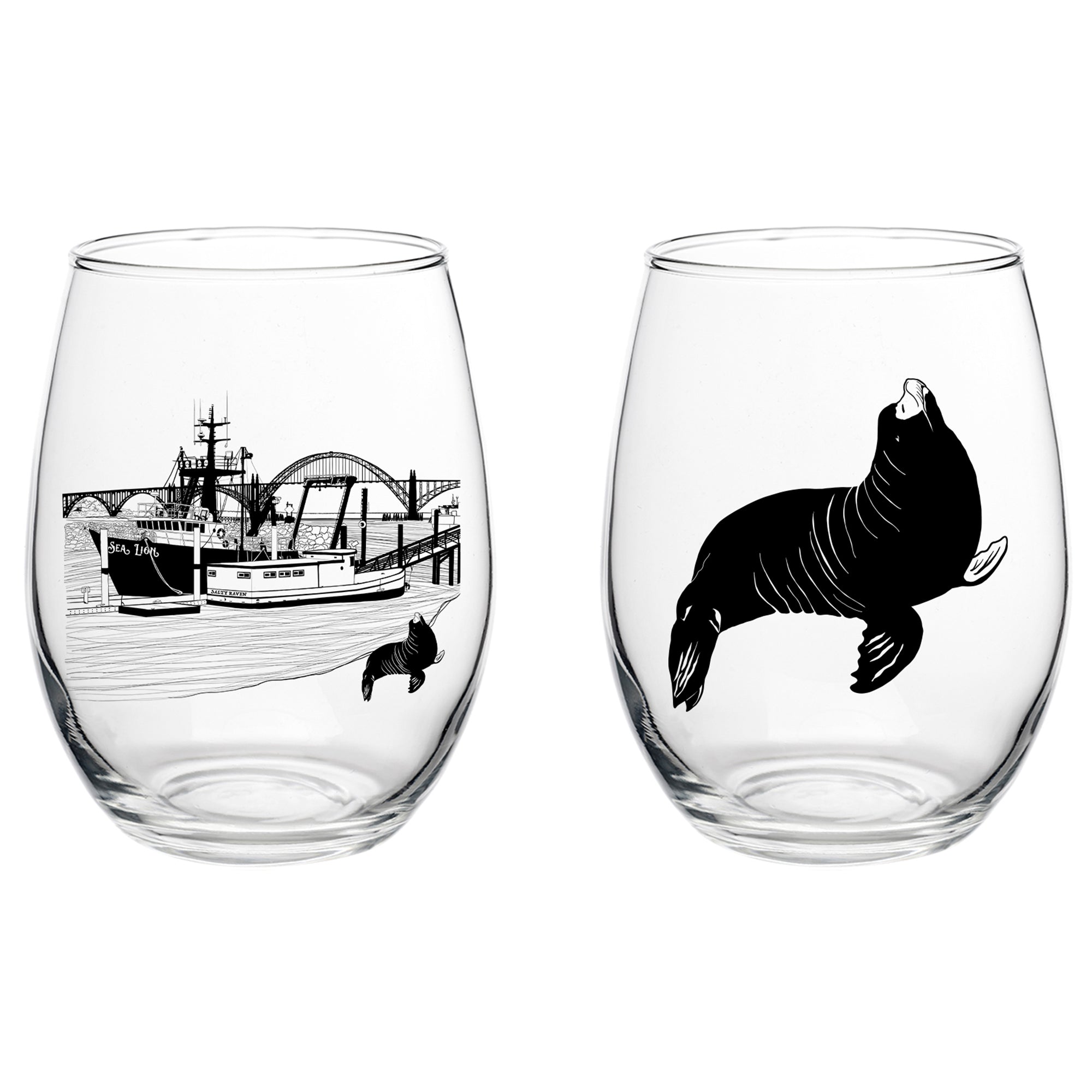 Sea Lion Life Stemless Wine Glassware 2 Pack