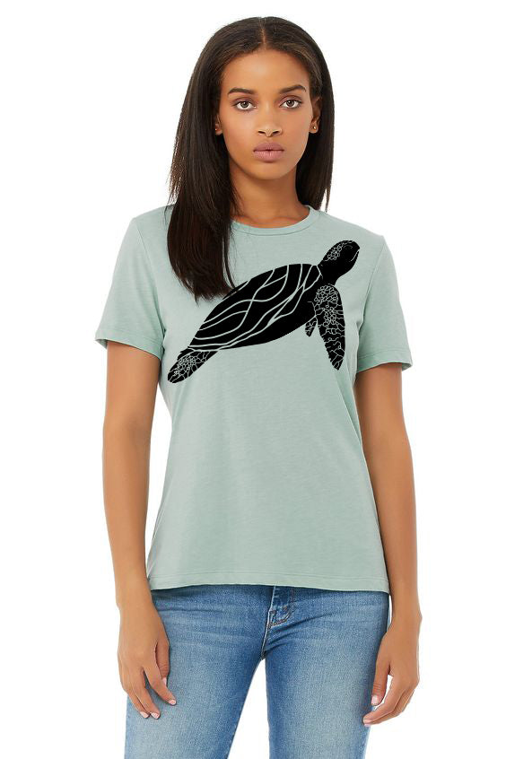 Sea Turtle T-Shirt - Women's Dusty Blue Triblend