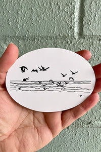 Seagull Beach Oval Vinyl Stickers