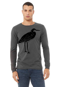 Blue Heron T-Shirt - Long Sleeve Unisex Asphalt