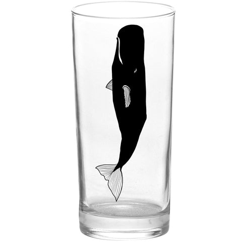 Whales Sperm Whale Color & Black Tall Collins Glass