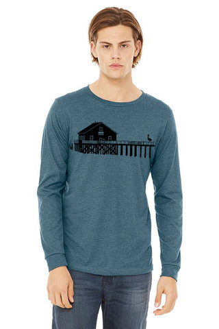 Boathouse Buddy T-Shirt - Long Sleeve Unisex Heather Deep Teal