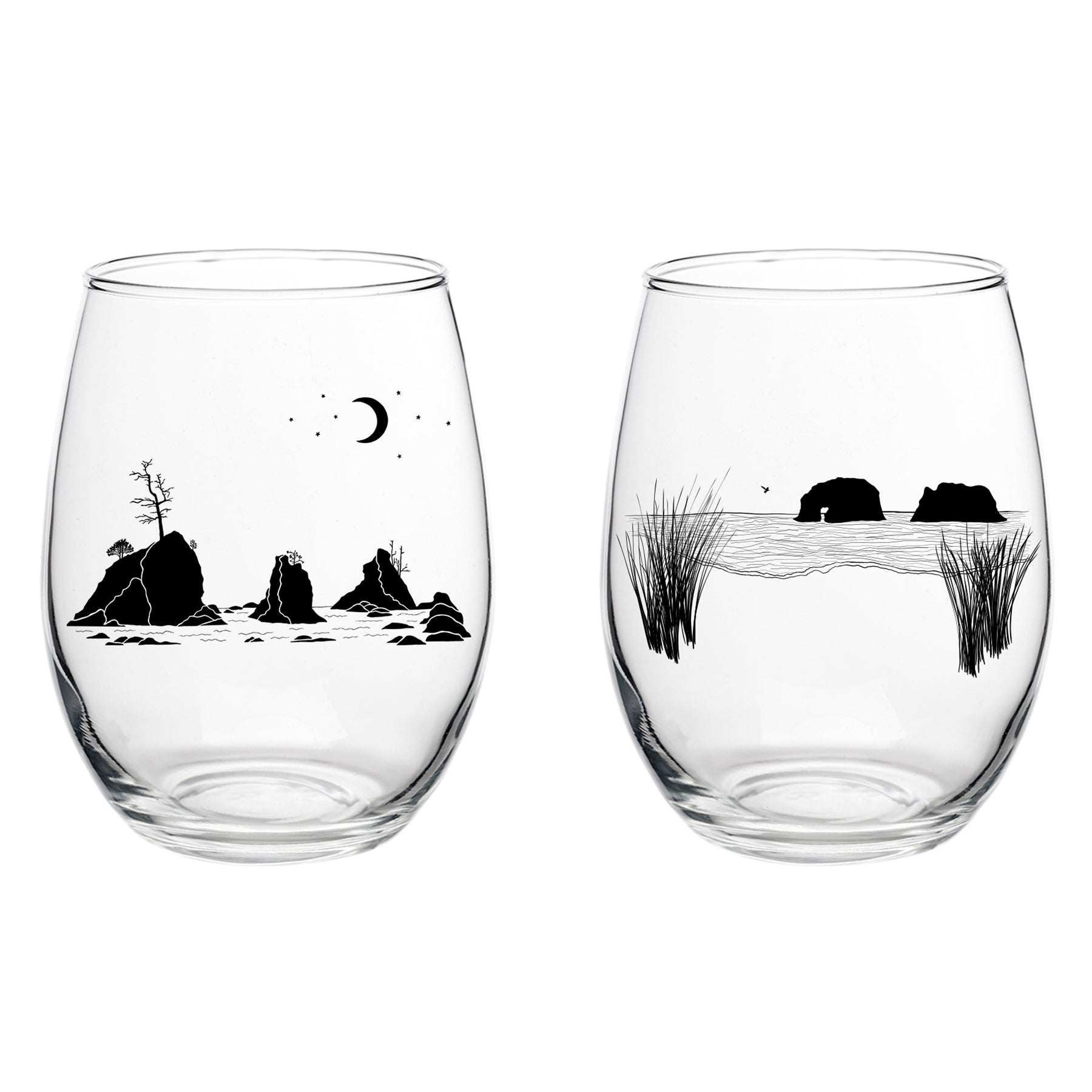Sea Stacks Stemless Wine Glassware Boxed Sets
