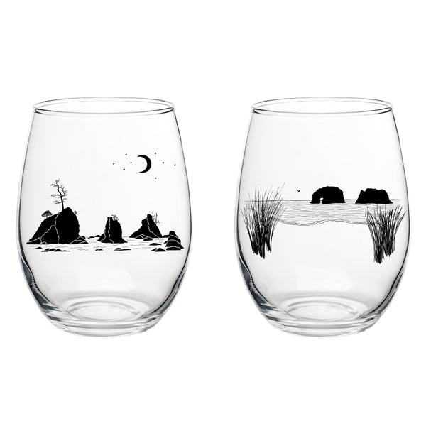 Sea Stacks Stemless Wine Glassware Boxed Sets