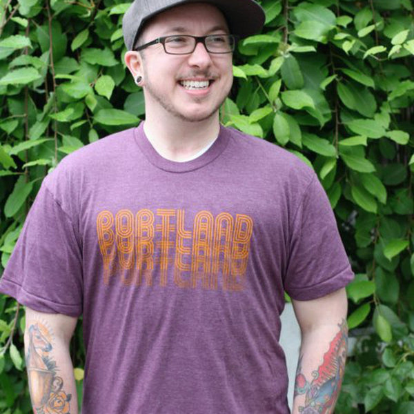 Portland Retro Fade T-Shirt - Unisex Heather Maroon