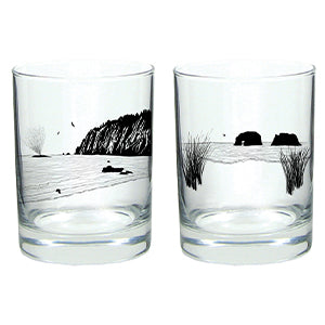 "Coastal Views" Whale Sight & Twin Rock Rocks Glassware Set