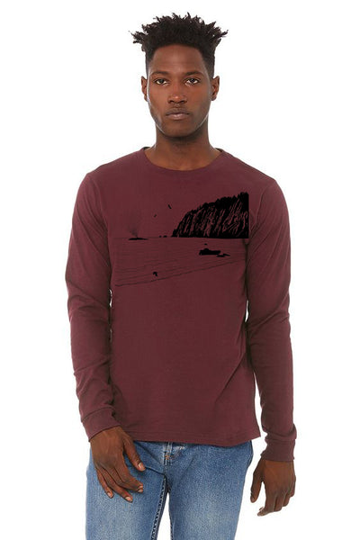 Whale Sighting T-Shirt - Long Sleeve Unisex Maroon