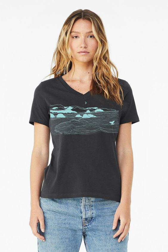 Whale's Tail V-Neck Women's Ladies T-shirt