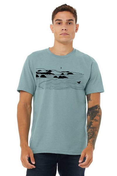 Whale's Tail Ocean T-Shirt - Unisex Heather Blue Lagoon